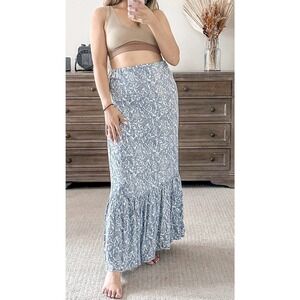 KENWORTHY‎ Women's Blue Maxi Paisley Print Tie Side Skirt Size Medium